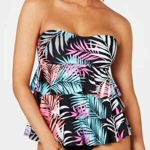 Island Escape Bahamas Floral Tiered Women's Tankini Top 6 NWT Multicolor
